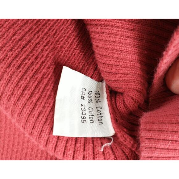 Icelandic Design Women's Sweater Red Medium Cotton Knit Turtleneck Pullover - Picture 8 of 12